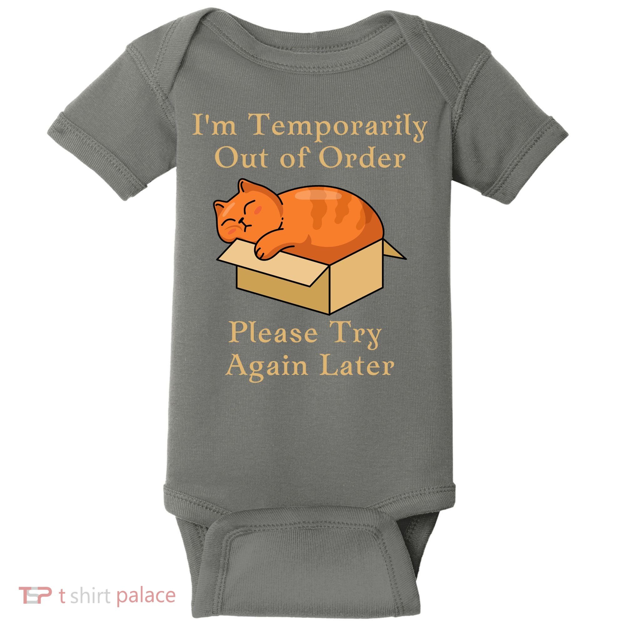 Funny Sleepy Cat Temporarily Out Of Order Baby Bodysuit