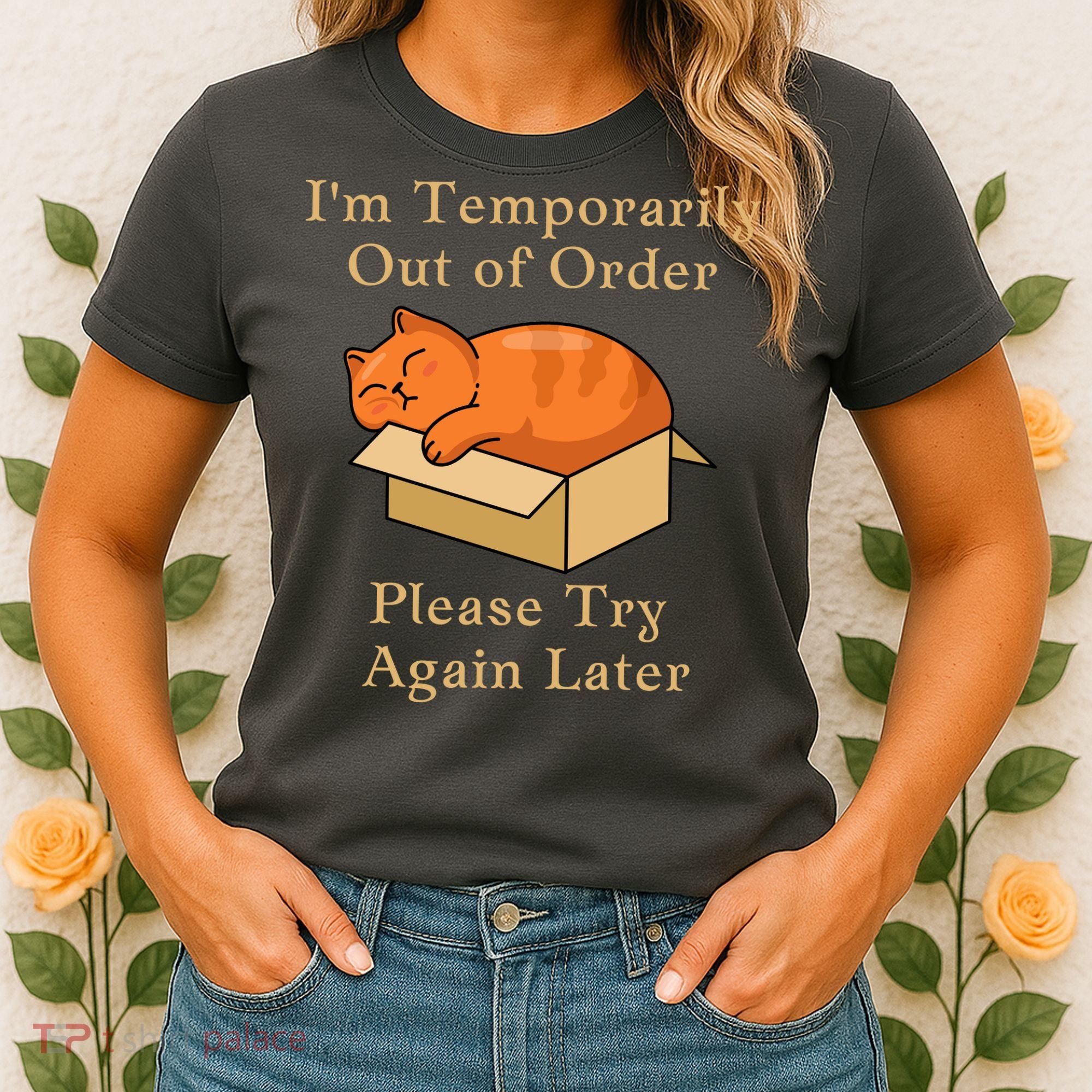 Funny Sleepy Cat Temporarily Out Of Order Women's T-Shirt