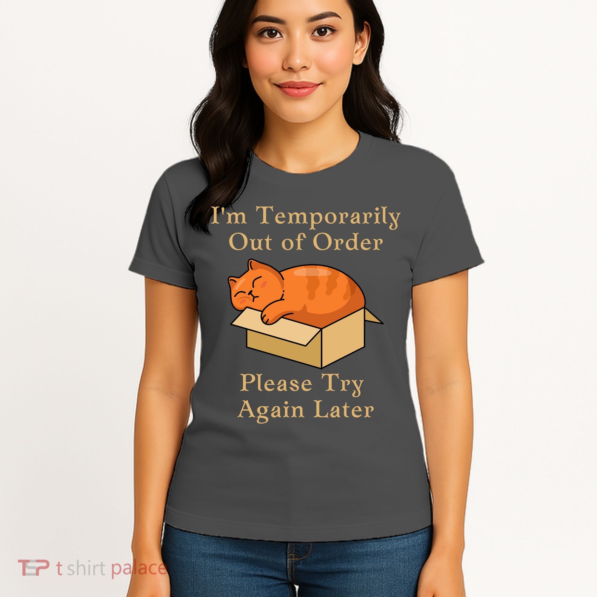 Funny Sleepy Cat Temporarily Out Of Order Women's T-Shirt
