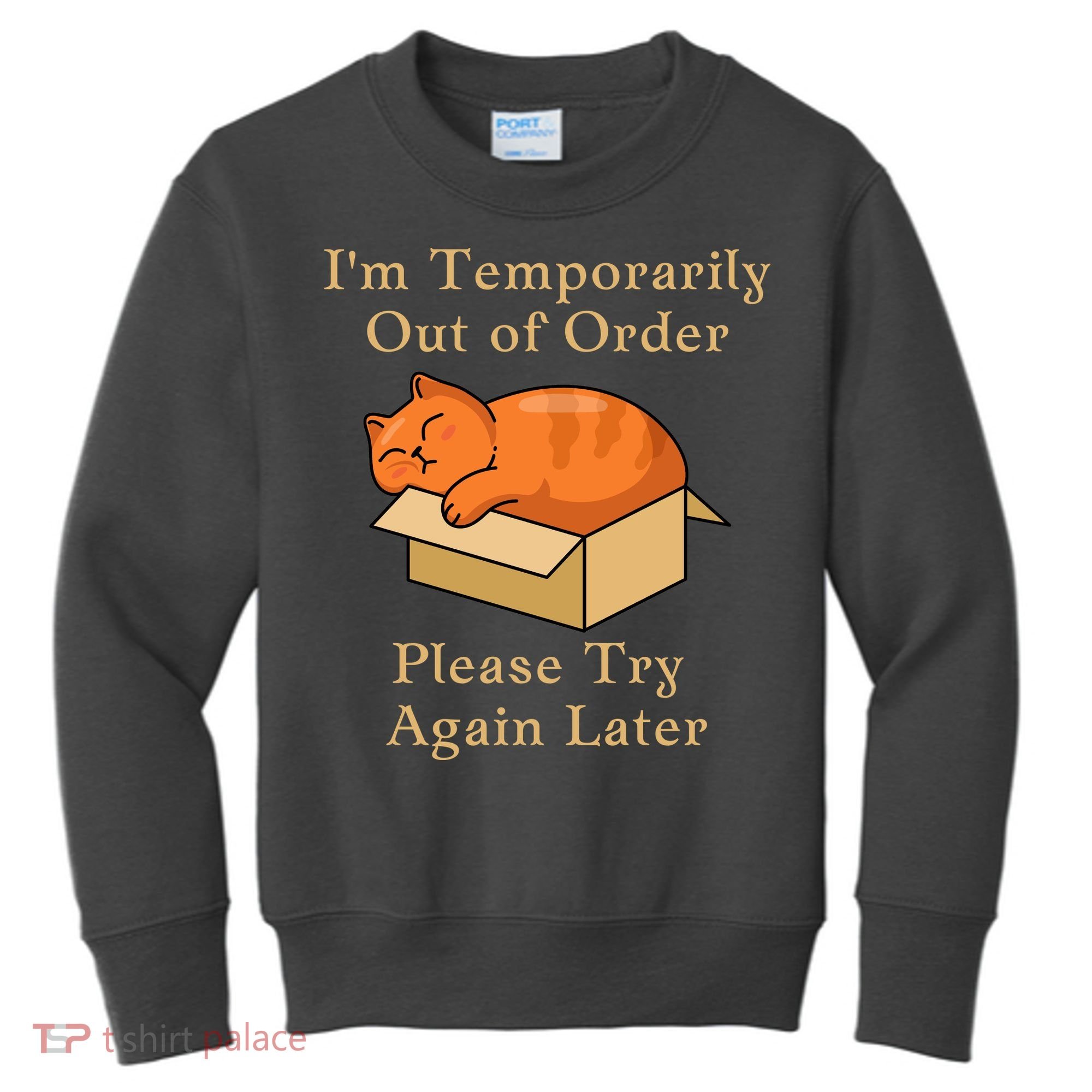 Funny Sleepy Cat Temporarily Out Of Order Kids Sweatshirt