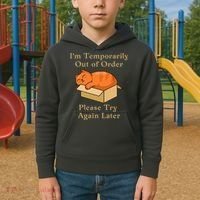Funny Sleepy Cat Temporarily Out Of Order Kids Hoodie thumb 2