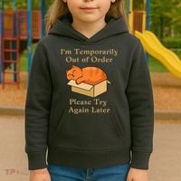 Funny Sleepy Cat Temporarily Out Of Order Kids Hoodie thumb 3