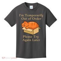Funny Sleepy Cat Temporarily Out Of Order Kids T-Shirt thumb 0