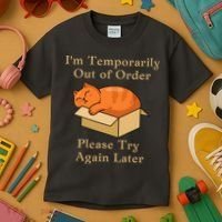 Funny Sleepy Cat Temporarily Out Of Order Kids T-Shirt thumb 3