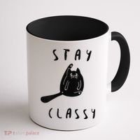Funny Stay Classy Sarcastic Black Cat Cute Kitten Lover Gift Coffee Mug thumb 1