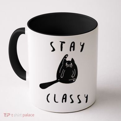 Funny Stay Classy Sarcastic Black Cat Cute Kitten Lover Gift Coffee Mug