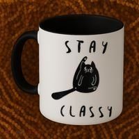 Funny Stay Classy Sarcastic Black Cat Cute Kitten Lover Gift Coffee Mug thumb 2