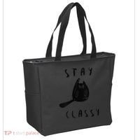 Funny Stay Classy Sarcastic Black Cat Cute Kitten Lover Gift Tote Bag thumb 2