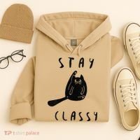 Funny Stay Classy Sarcastic Black Cat Cute Kitten Lover Gift Hoodie thumb 4