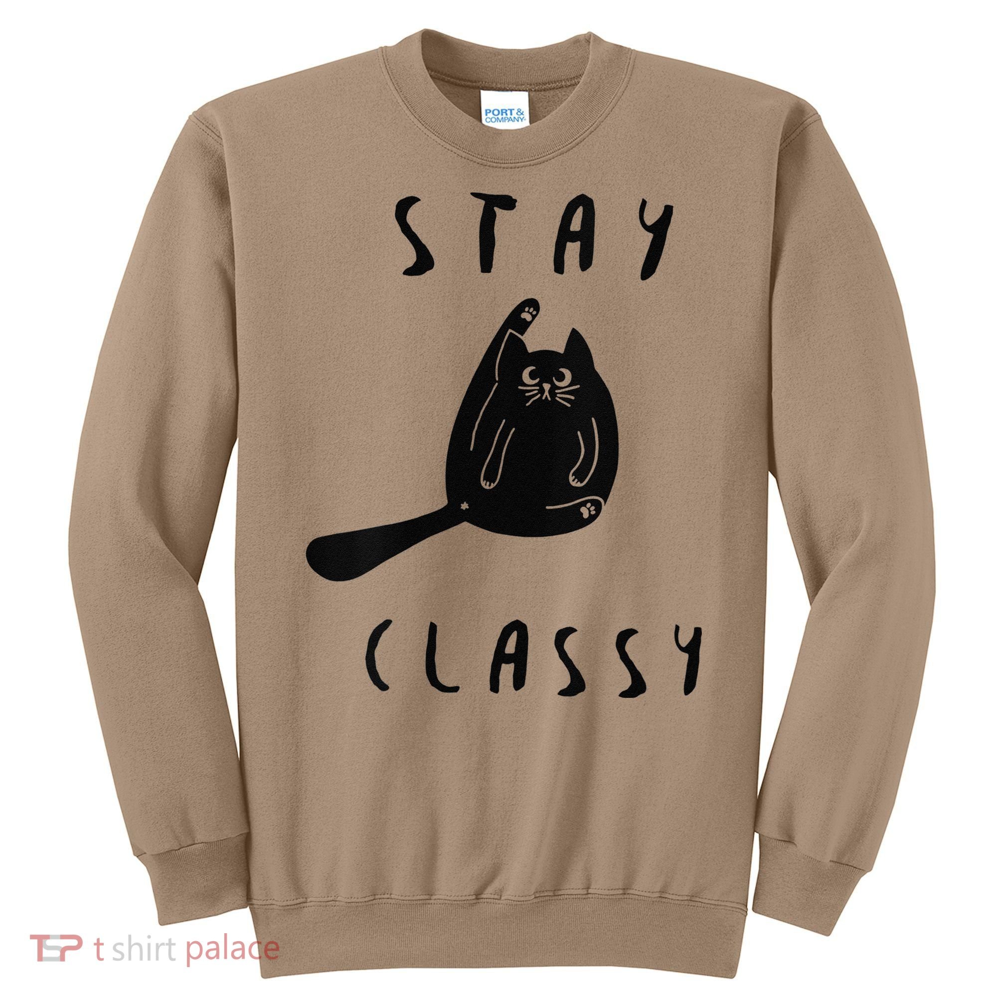 Funny Stay Classy Sarcastic Black Cat Cute Kitten Lover Gift Sweatshirt