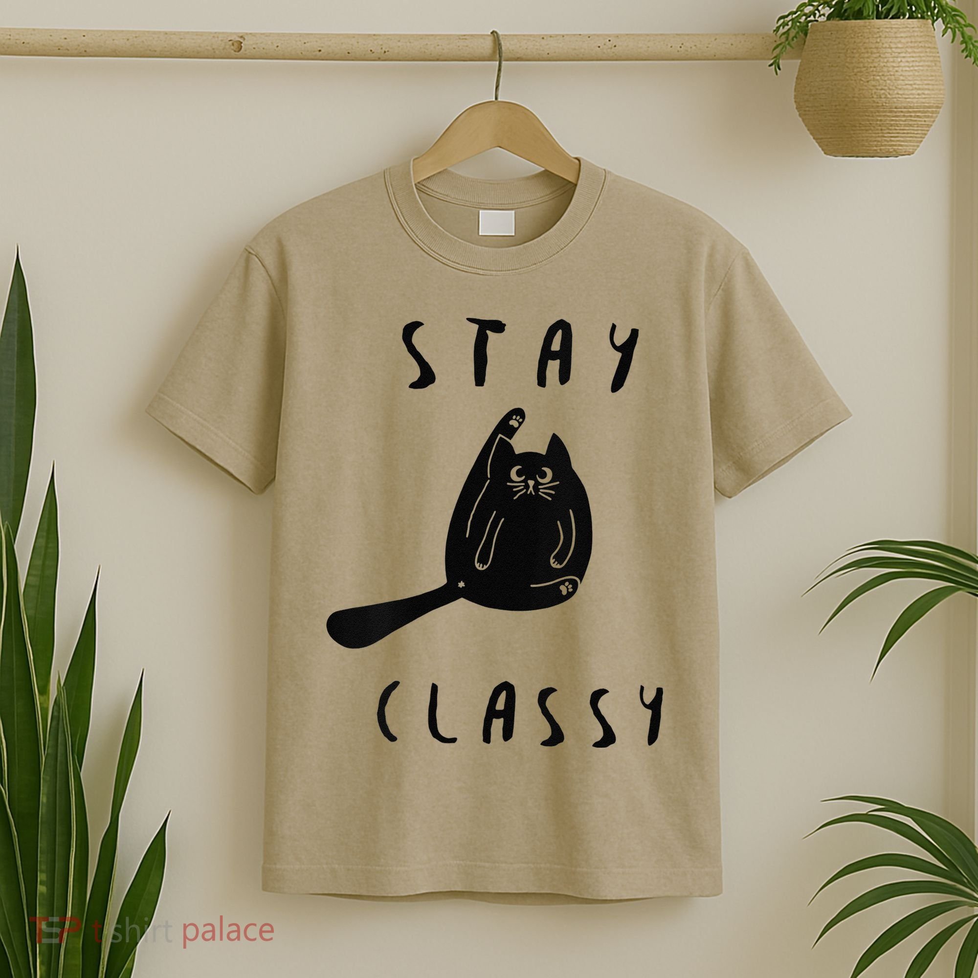 Funny Stay Classy Sarcastic Black Cat Cute Kitten Lover Gift T-Shirt