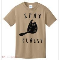 Funny Stay Classy Sarcastic Black Cat Cute Kitten Lover Gift Kids T-Shirt thumb 0