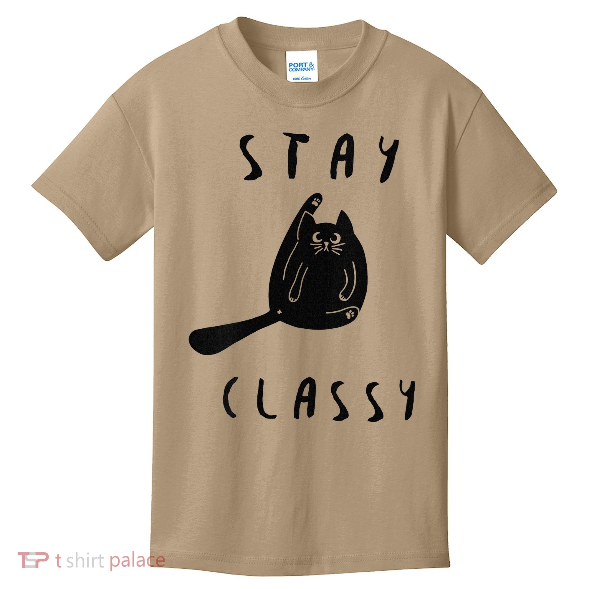 Funny Stay Classy Sarcastic Black Cat Cute Kitten Lover Gift Kids T-Shirt