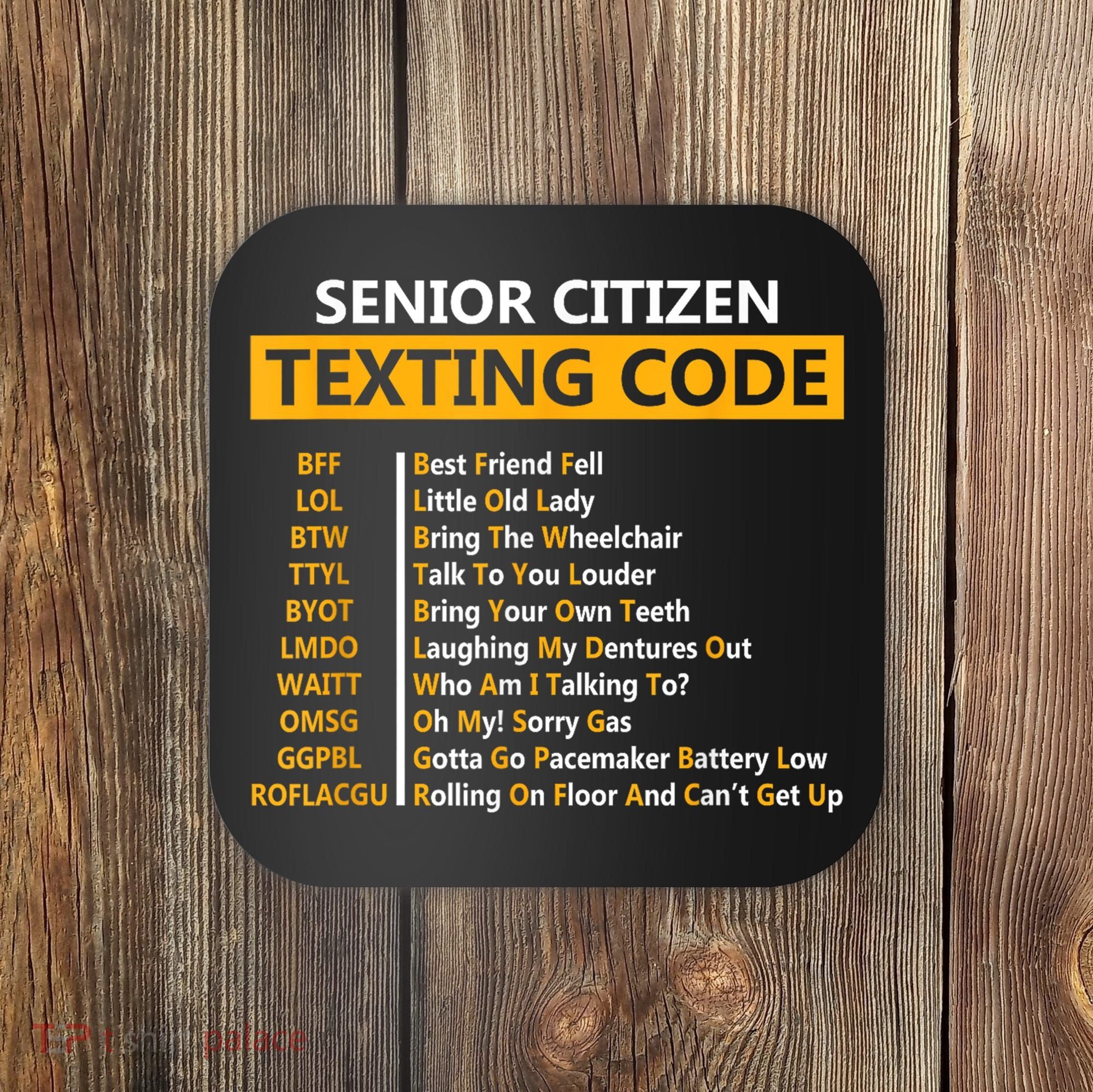 Funny Senior Citizens Texting Code Fathers Day For Grandpa Coaster