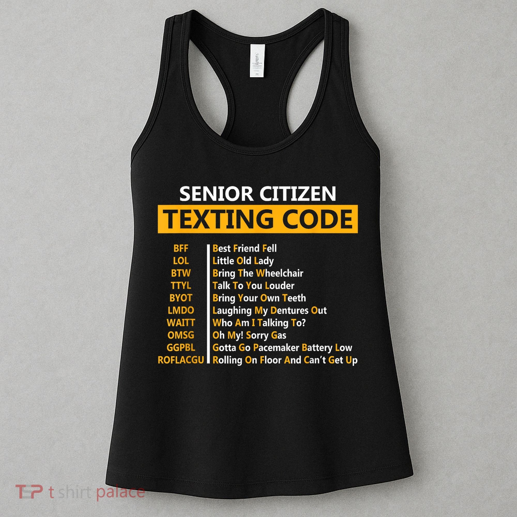 Funny Senior Citizens Texting Code Fathers Day For Grandpa Women's Tank Top