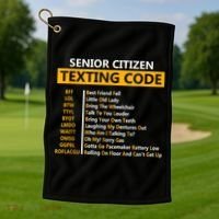 Funny Senior Citizens Texting Code Fathers Day For Grandpa Golf Towel thumb 1