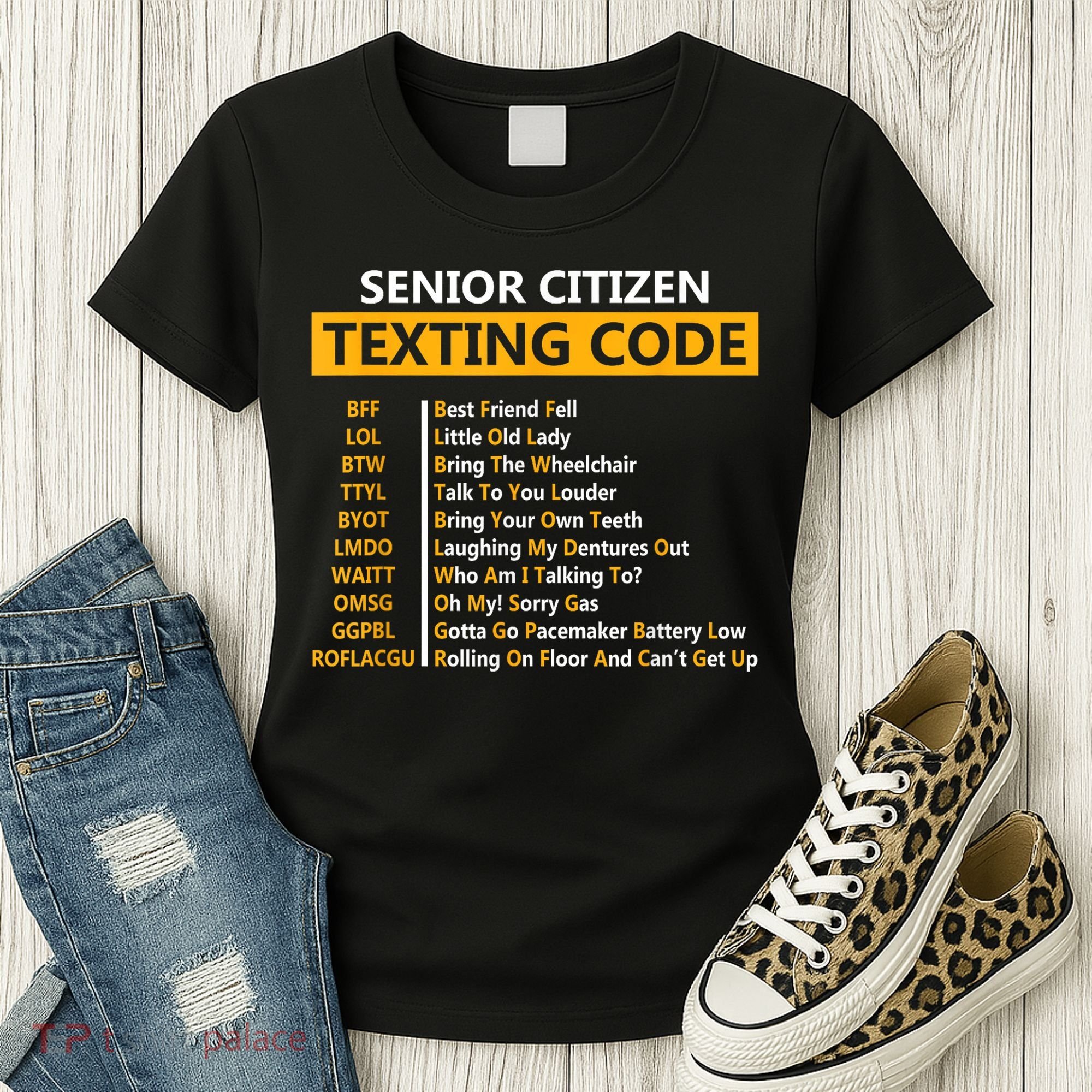 Funny Senior Citizens Texting Code Fathers Day For Grandpa Women's T-Shirt