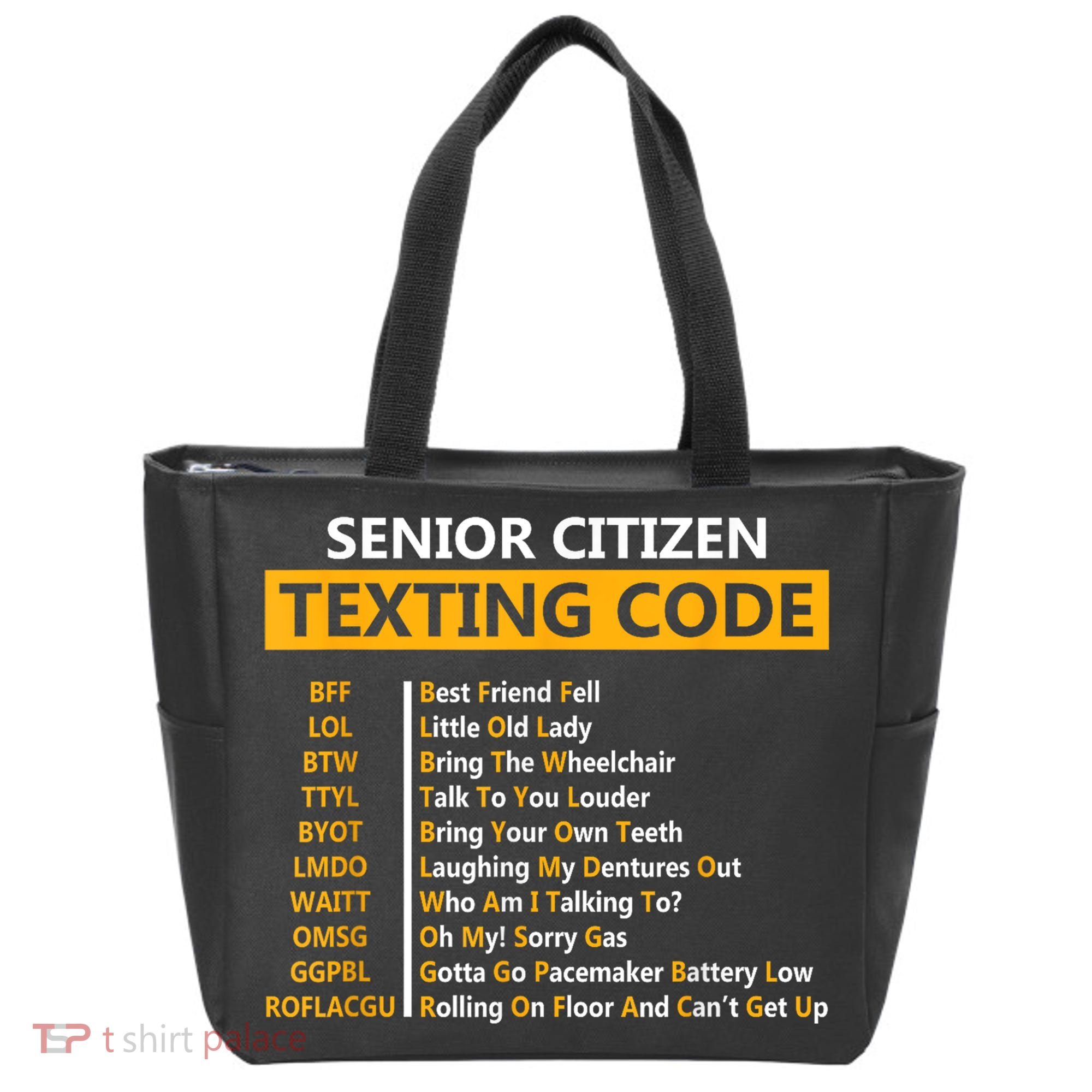 Funny Senior Citizens Texting Code Fathers Day For Grandpa Tote Bag