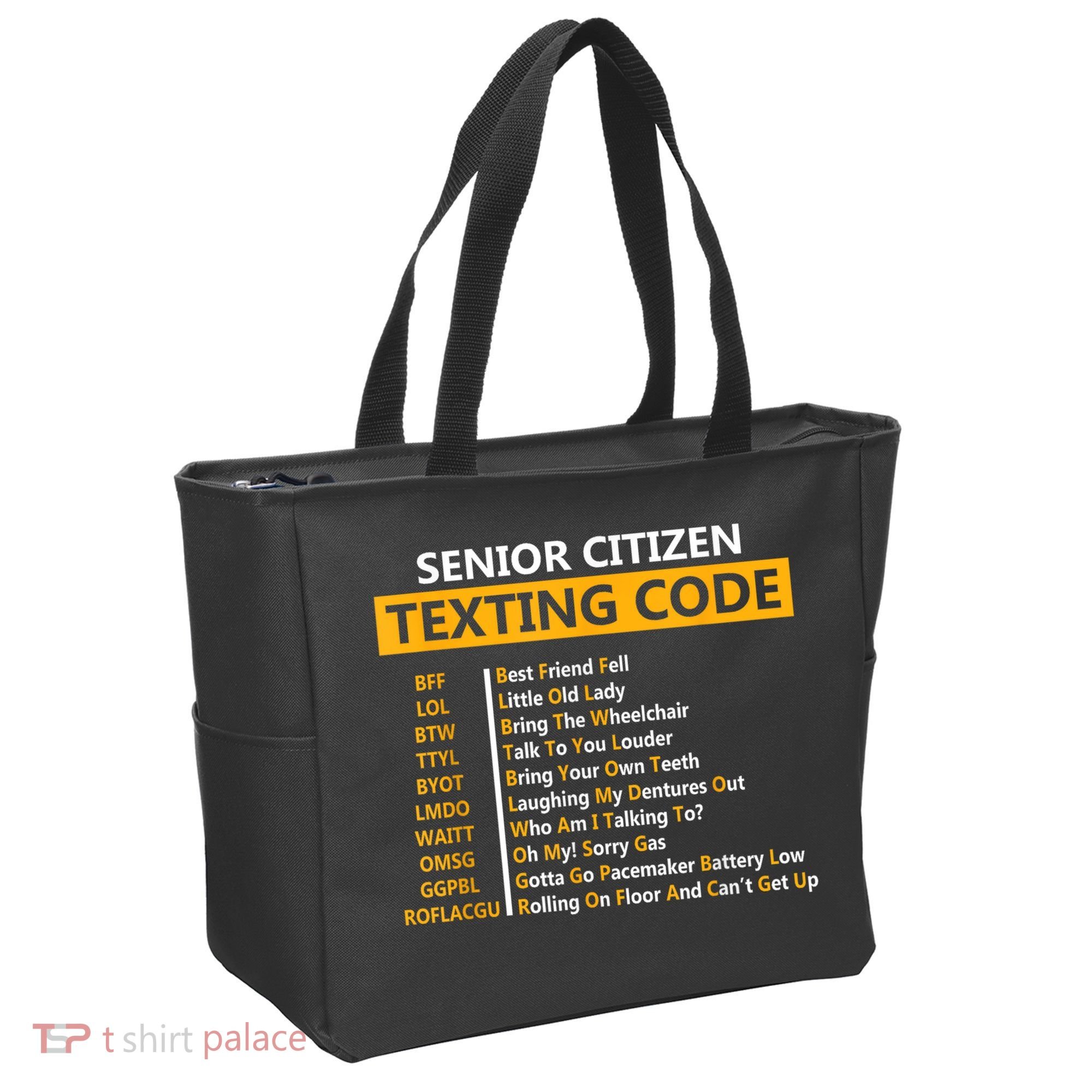 Funny Senior Citizens Texting Code Fathers Day For Grandpa Tote Bag