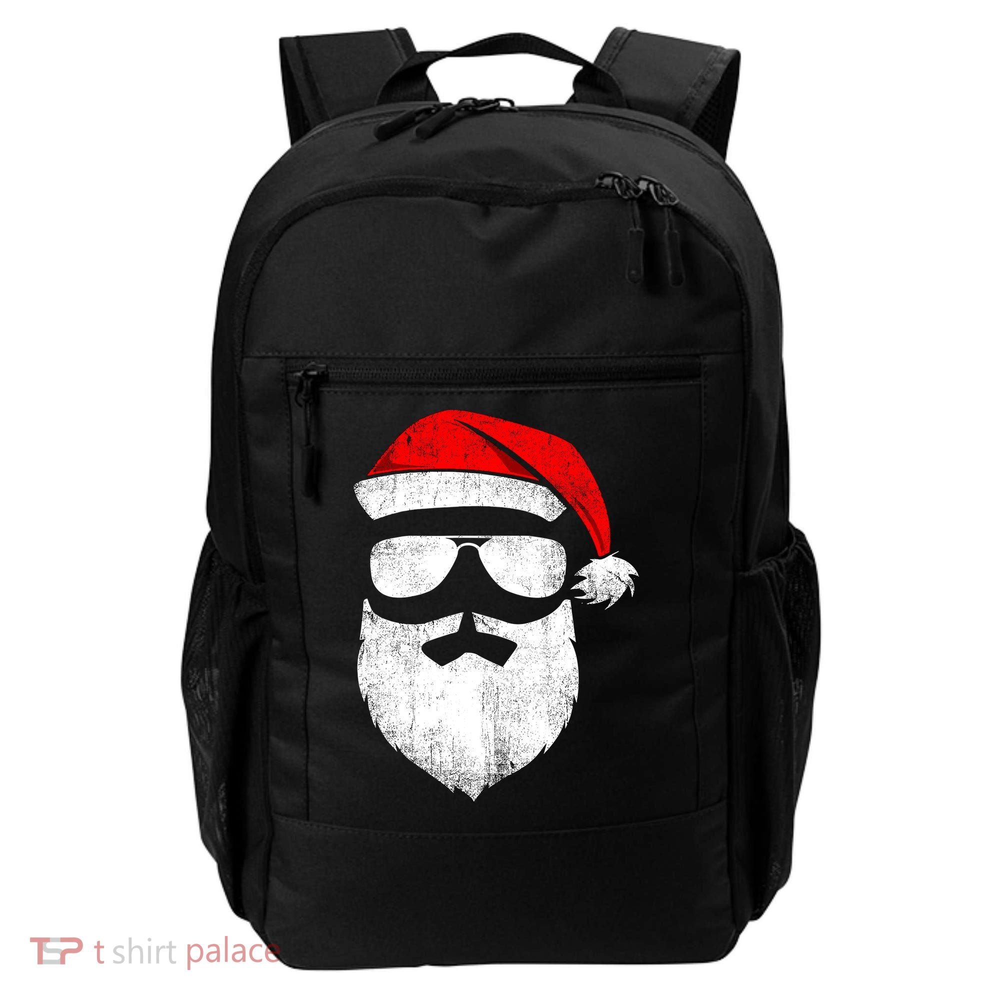 Funny Santa Claus Face Sunglasses With Hat Beard Christmas Backpack