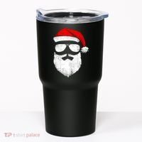 Funny Santa Claus Face Sunglasses With Hat Beard Christmas Tumbler thumb 0
