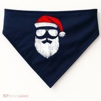 Funny Santa Claus Face Sunglasses With Hat Beard Christmas USA-Made Doggie Bandana thumb 0