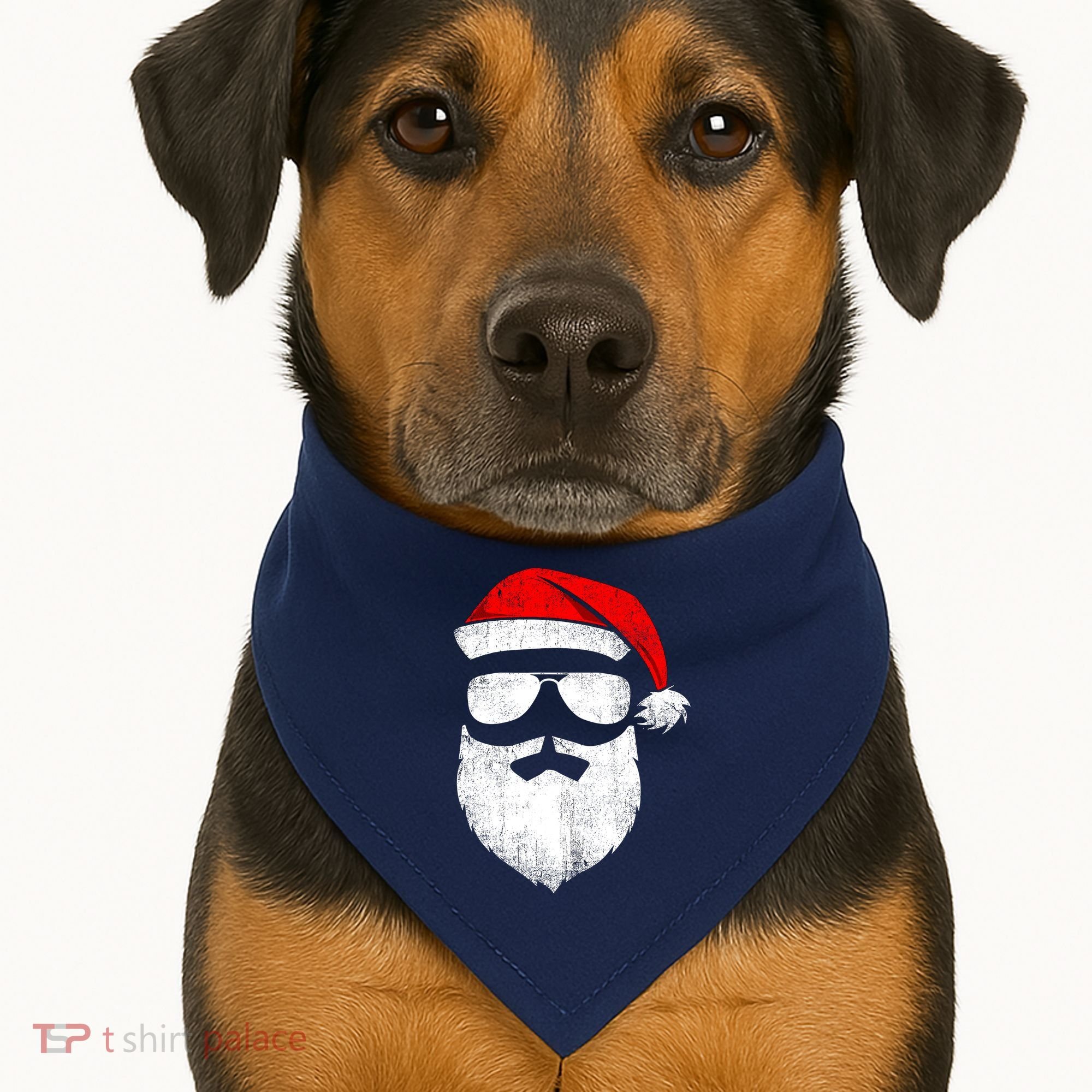 Funny Santa Claus Face Sunglasses With Hat Beard Christmas USA-Made Doggie Bandana