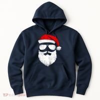 Funny Santa Claus Face Sunglasses With Hat Beard Christmas Hoodie thumb 0