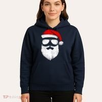 Funny Santa Claus Face Sunglasses With Hat Beard Christmas Hoodie thumb 5