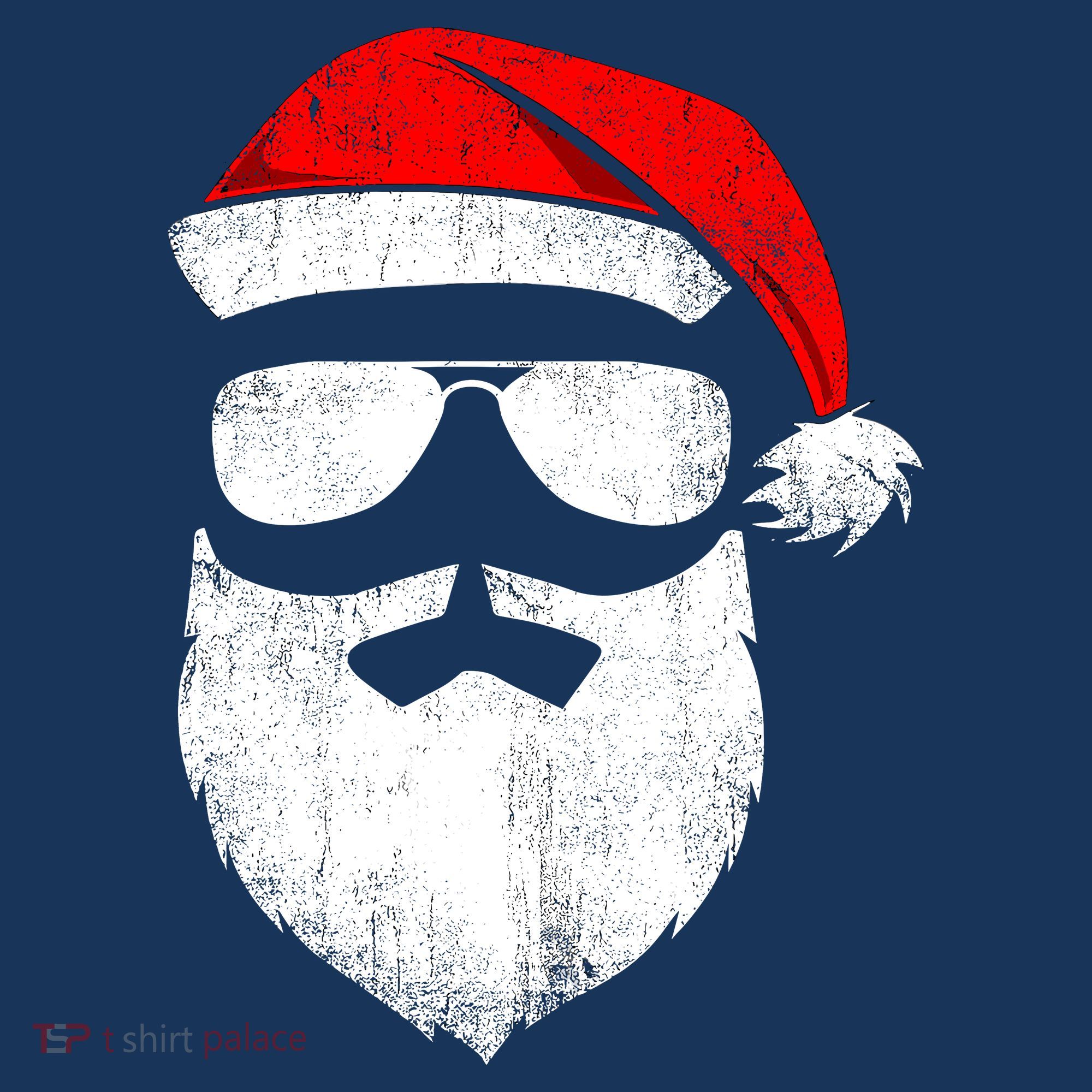Funny Santa Claus Face Sunglasses With Hat Beard Christmas Long Sleeve Shirt