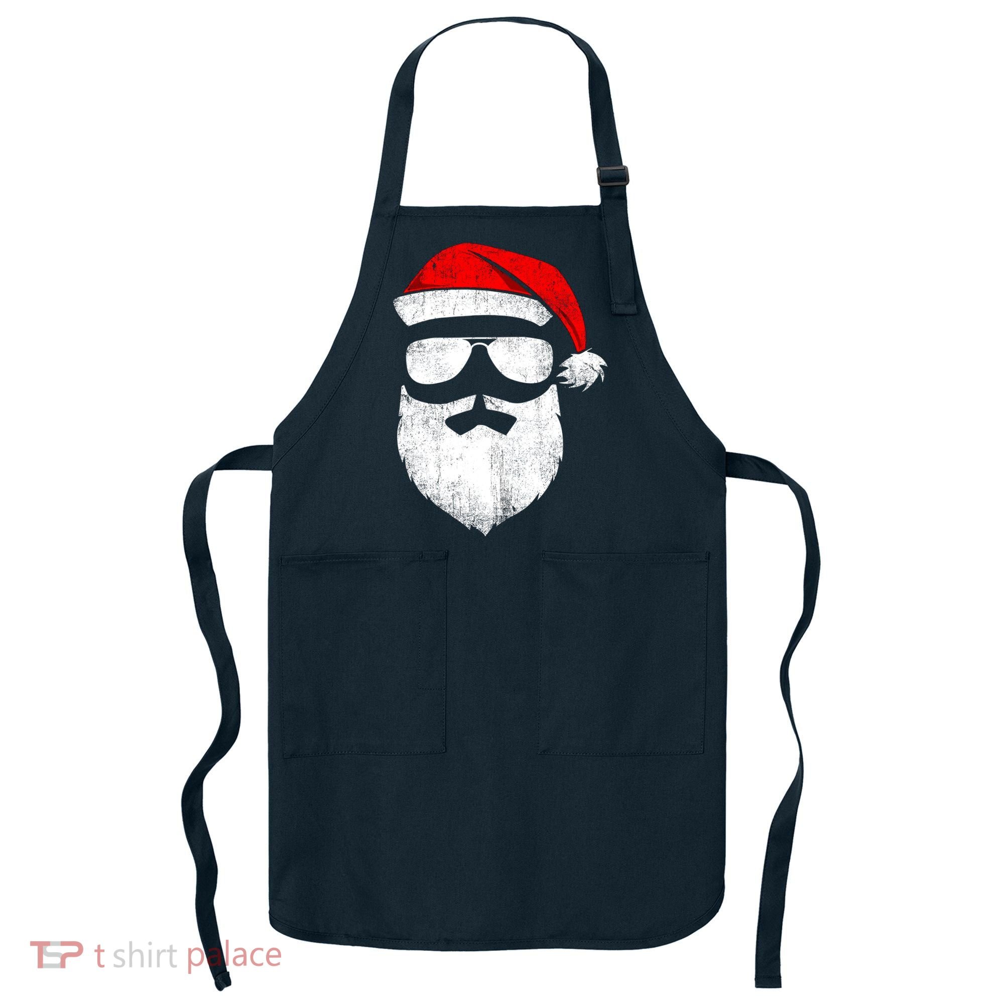 Funny Santa Claus Face Sunglasses With Hat Beard Christmas Apron