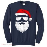 Funny Santa Claus Face Sunglasses With Hat Beard Christmas Sweatshirt thumb 0