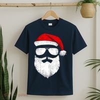Funny Santa Claus Face Sunglasses With Hat Beard Christmas T-Shirt thumb 2