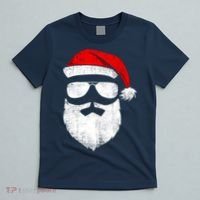 Funny Santa Claus Face Sunglasses With Hat Beard Christmas T-Shirt thumb 5