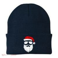 Funny Santa Claus Face Sunglasses With Hat Beard Christmas Beanie thumb 0