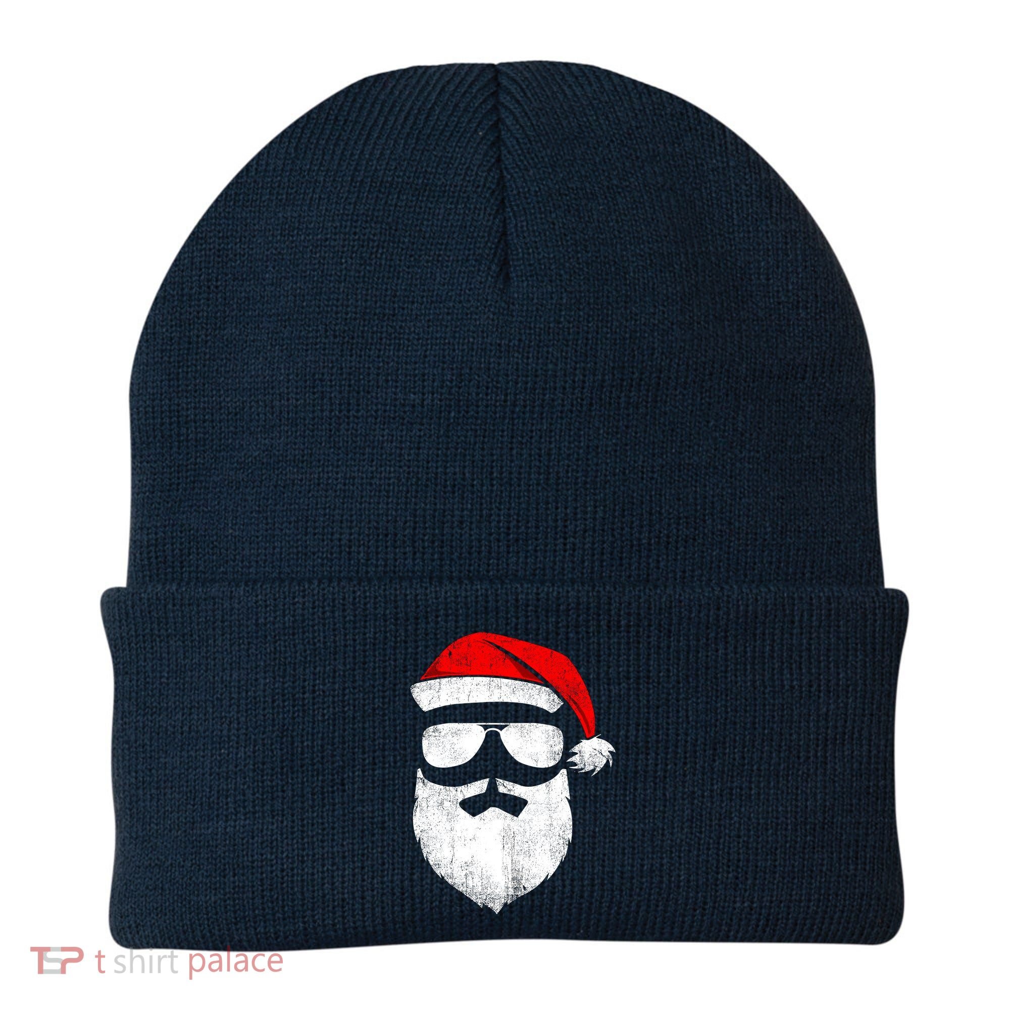 Funny Santa Claus Face Sunglasses With Hat Beard Christmas Beanie