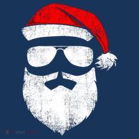 Funny Santa Claus Face Sunglasses With Hat Beard Christmas Coaster thumb 2