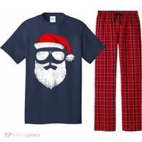 Funny Santa Claus Face Sunglasses With Hat Beard Christmas Pajama Set thumb 0