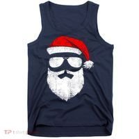 Funny Santa Claus Face Sunglasses With Hat Beard Christmas Tank Top thumb 0