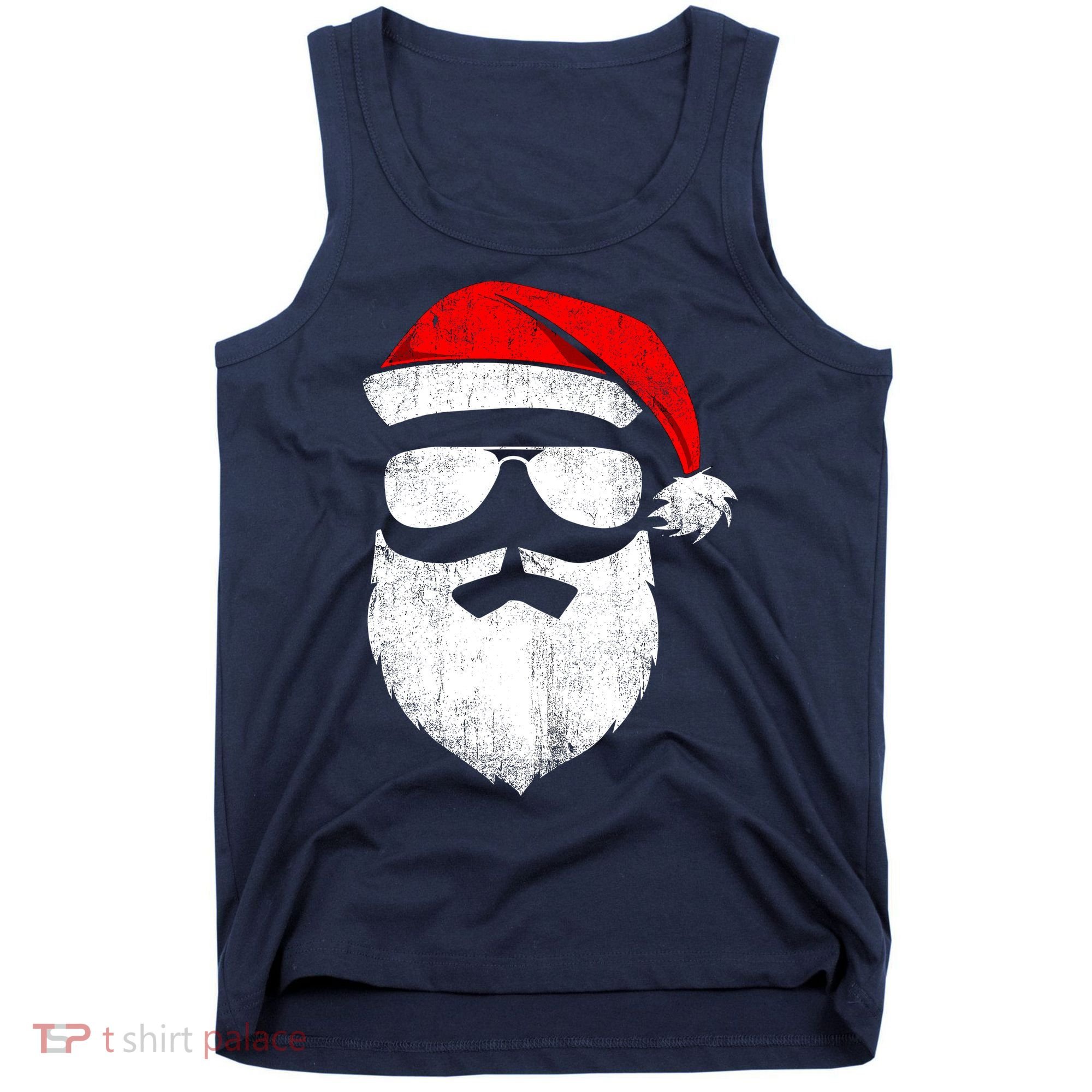 Funny Santa Claus Face Sunglasses With Hat Beard Christmas Tank Top