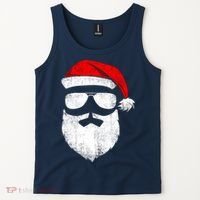 Funny Santa Claus Face Sunglasses With Hat Beard Christmas Tank Top thumb 2