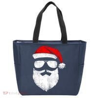 Funny Santa Claus Face Sunglasses With Hat Beard Christmas Tote Bag thumb 0