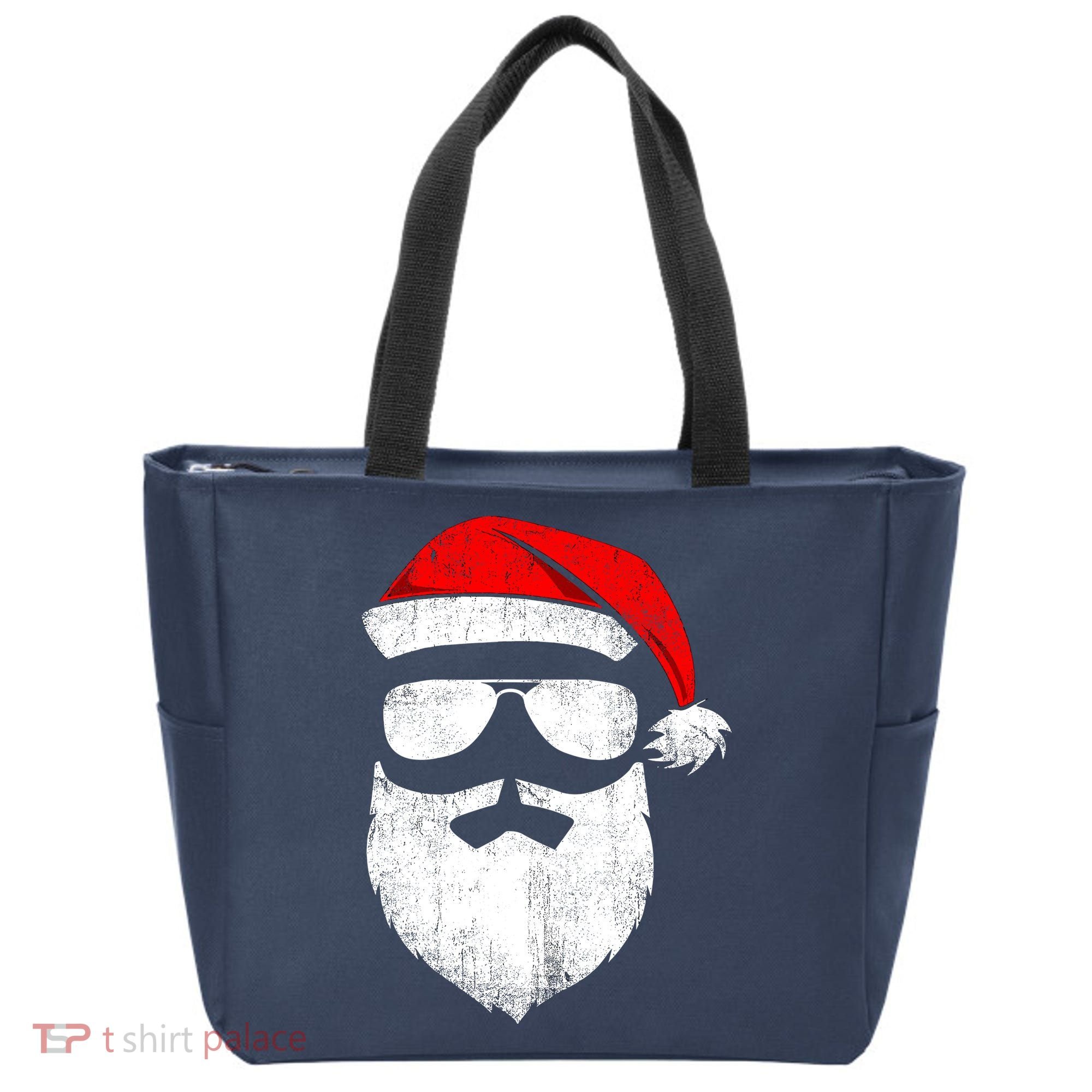 Funny Santa Claus Face Sunglasses With Hat Beard Christmas Tote Bag