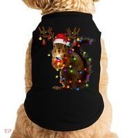 Funny Squirrel Christmas Tree Lights Reindeer Santa Hat Xmas Doggie Tank thumb 0