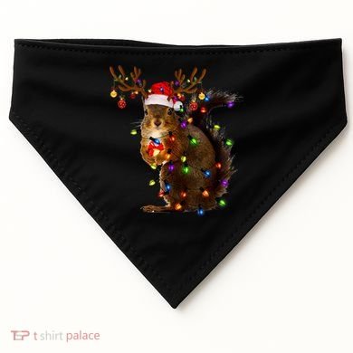 Funny Squirrel Christmas Tree Lights Reindeer Santa Hat Xmas USA-Made Doggie Bandana