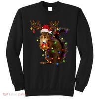 Funny Squirrel Christmas Tree Lights Reindeer Santa Hat Xmas Sweatshirt thumb 0