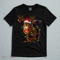 Funny Squirrel Christmas Tree Lights Reindeer Santa Hat Xmas T-Shirt thumb 5