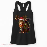 Funny Squirrel Christmas Tree Lights Reindeer Santa Hat Xmas Women's Tank Top thumb 0