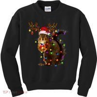 Funny Squirrel Christmas Tree Lights Reindeer Santa Hat Xmas Kids Sweatshirt thumb 0