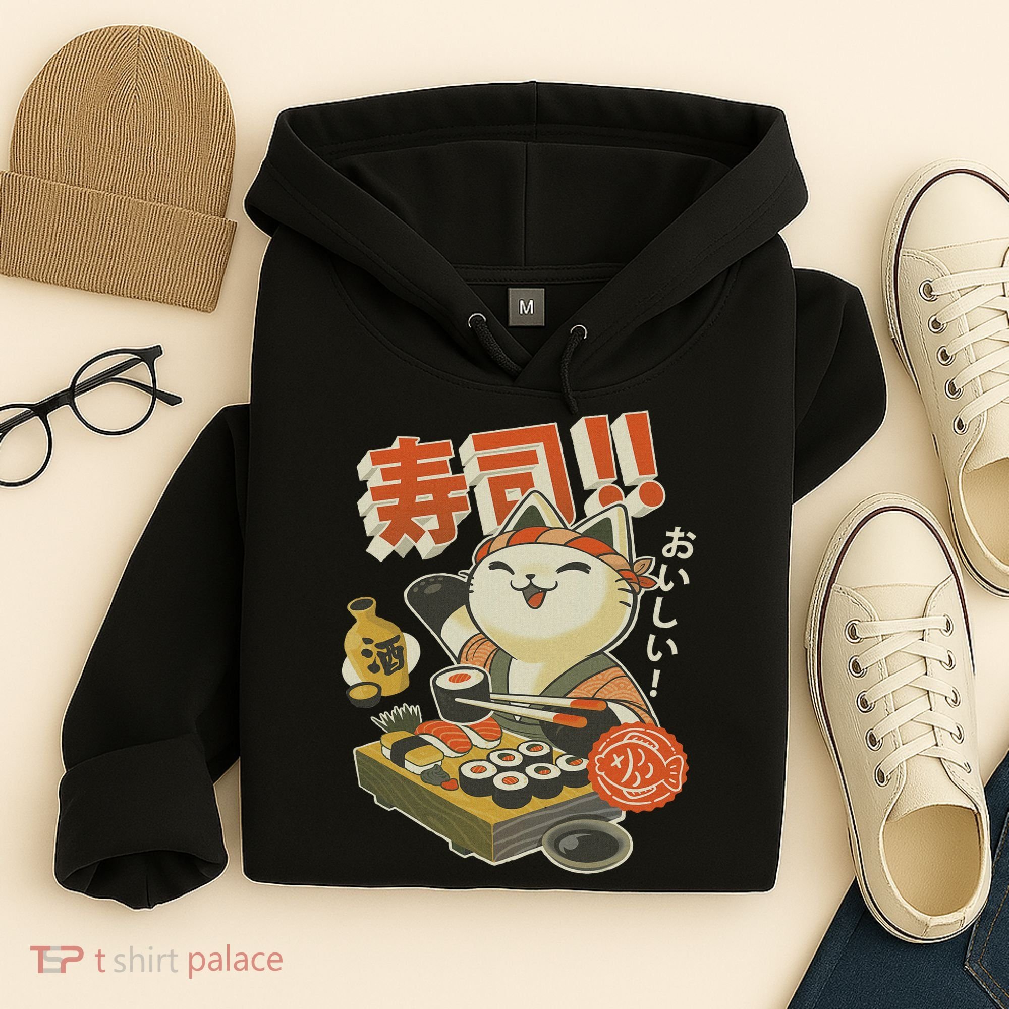 Funny Sushi Cat Chef Hoodie